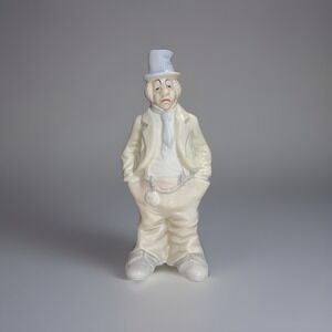 Vintage‎ Porcelain Grumpy Circus Clown Figurine with Hands in Pockets 7" Tall